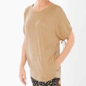Zenergy by Chico’s Perforated Tan Top Faux Suede